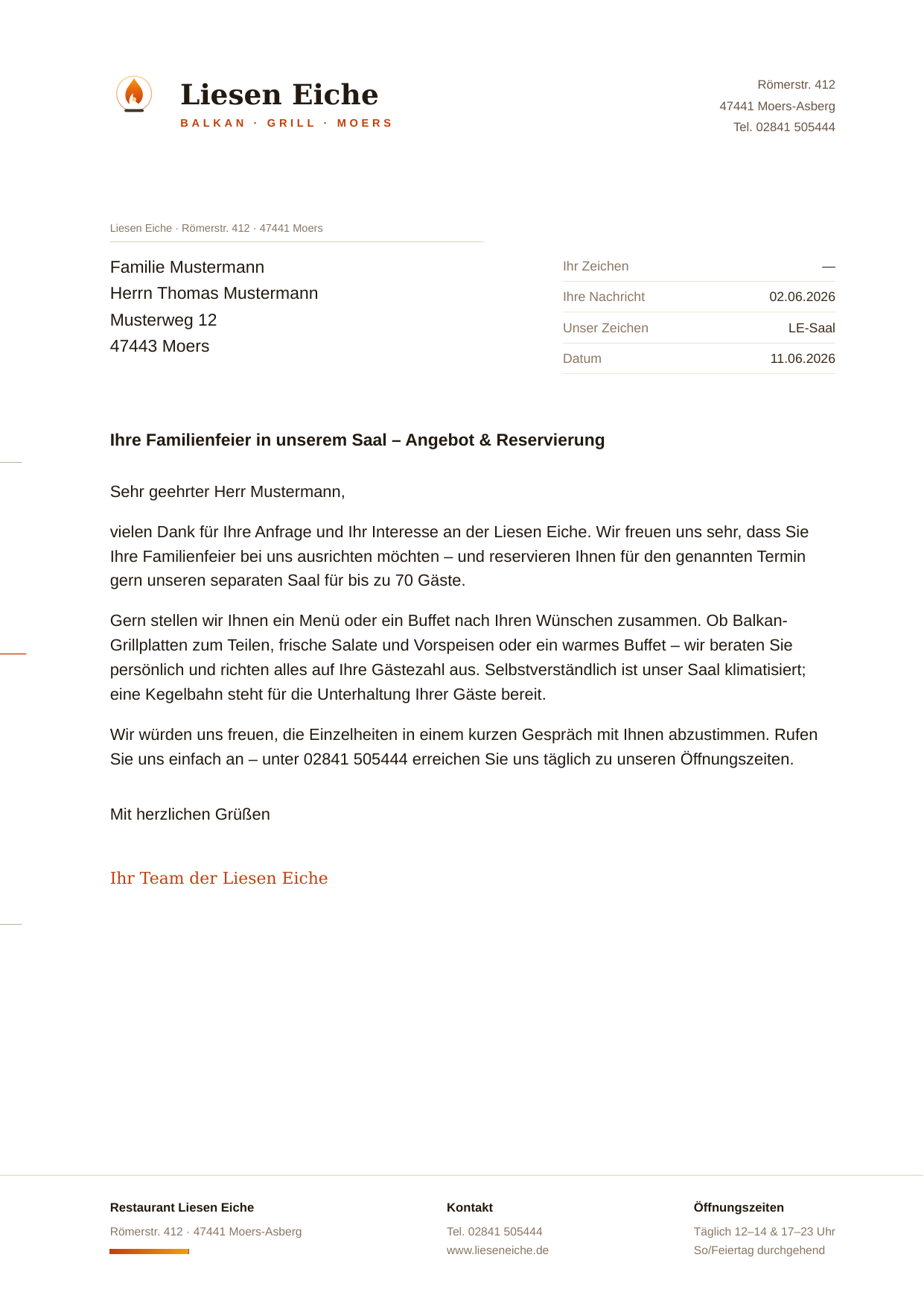 Briefvorlage Vorschau